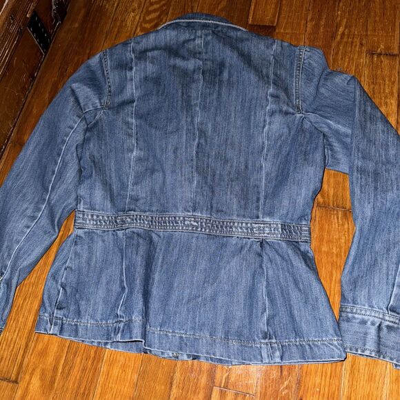 Eddie Bauer Denim Jean Jacket Sz S Ladies Waist With Peplum Beautiful Comfort - Picture 5 of 6